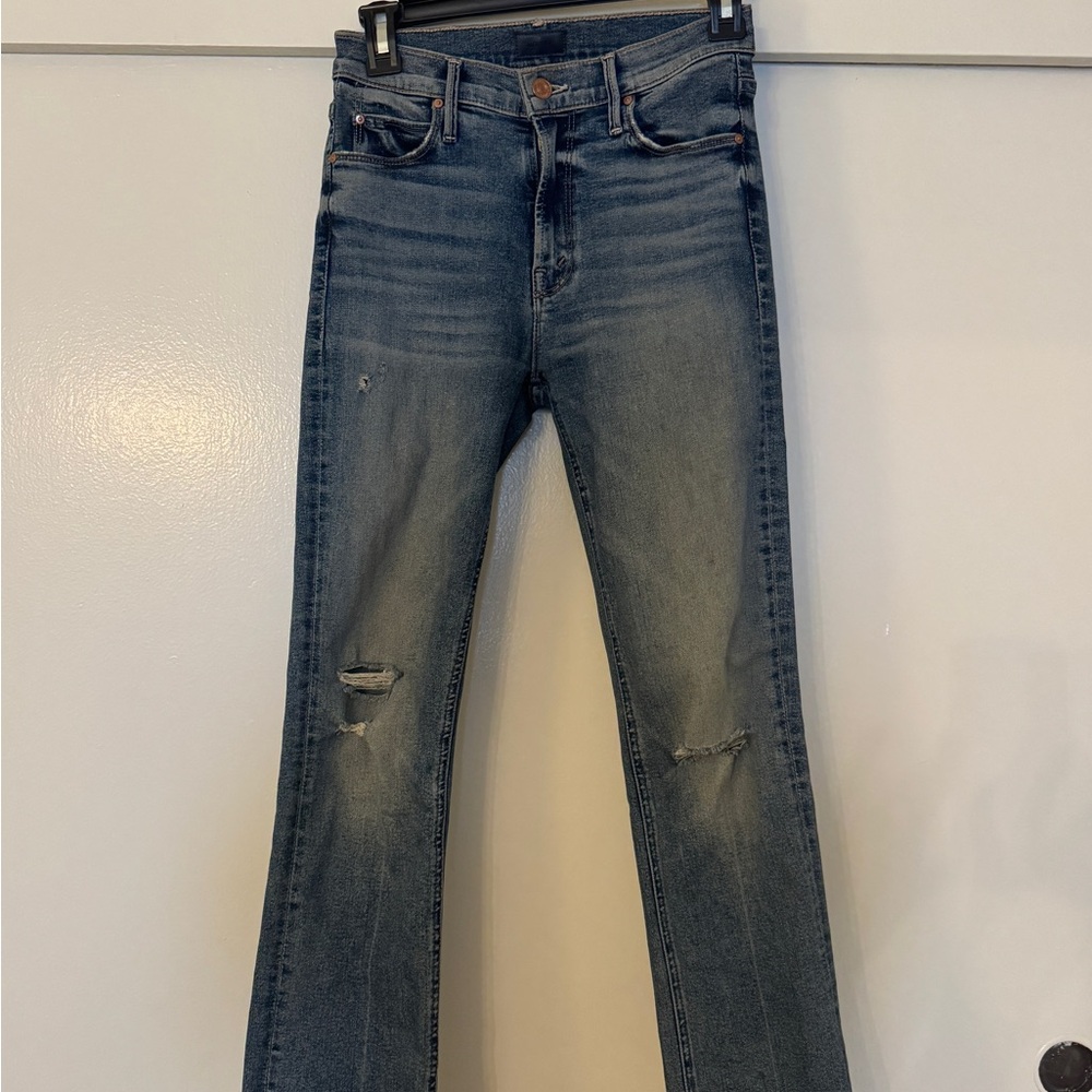 MOTHER Mid Rise Dazzler Ankle Fray SZ 25